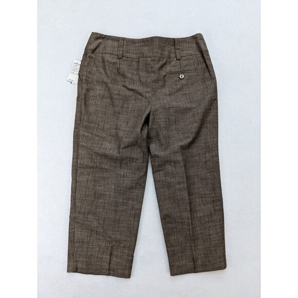 AB Studio Women's Cropped Dress Pants Size 10 Brown Flat Front NEW - Picture 13 of 15